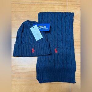 New! Polo Ralph Lauren Scarf and Beanie Set